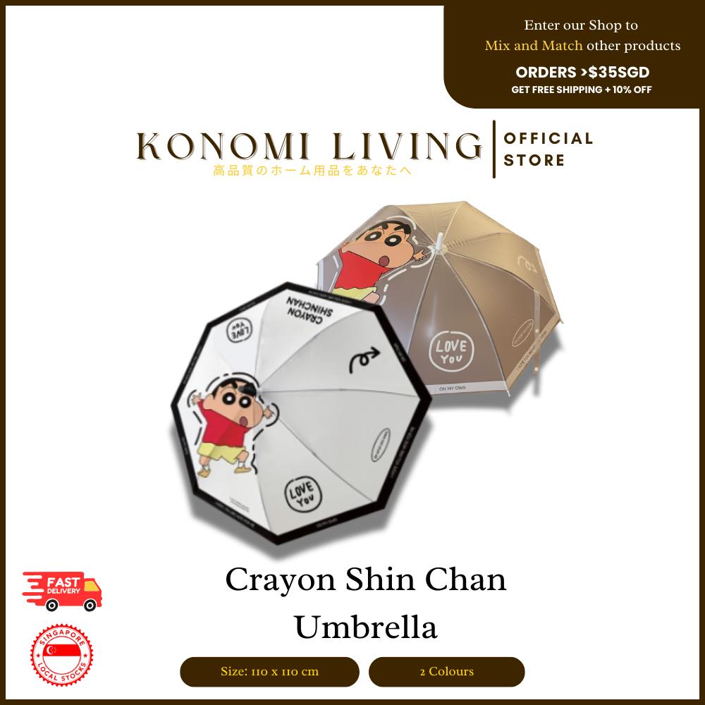 [BUNDLE OF 2] Crayon Shin-chan Straight Handle Umbrella | Cute Cartoon Long Umbrella | Windproof & Waterproof Rain Umbrella | Daily School & Commuting Umbrella