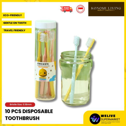 10pcs Disposable Toothbrush Set | Soft 0.18mm Bristles | Travel-Friendly & Hygienic | Pastel Colours