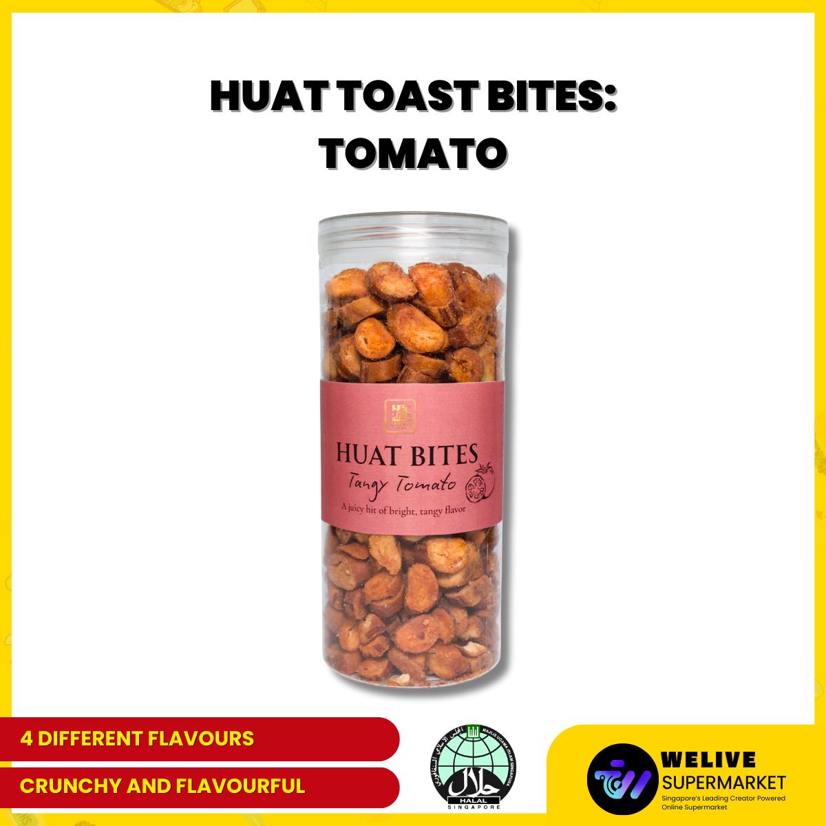 CNY HUAT Toast Bites Series | Halal Friendly Snack | 350g | Caramel | Tomato | Hae Bee Hiam | Spicy Mala |Snacks