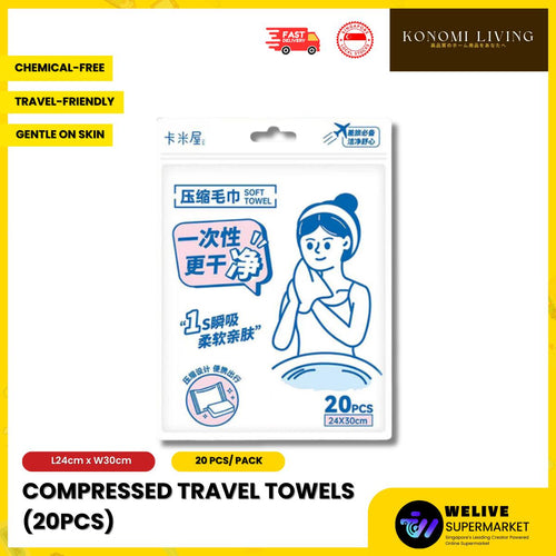 Compressed Travel Towels (20pcs) – Soft, Hygienic, Instant-Expand Wipes