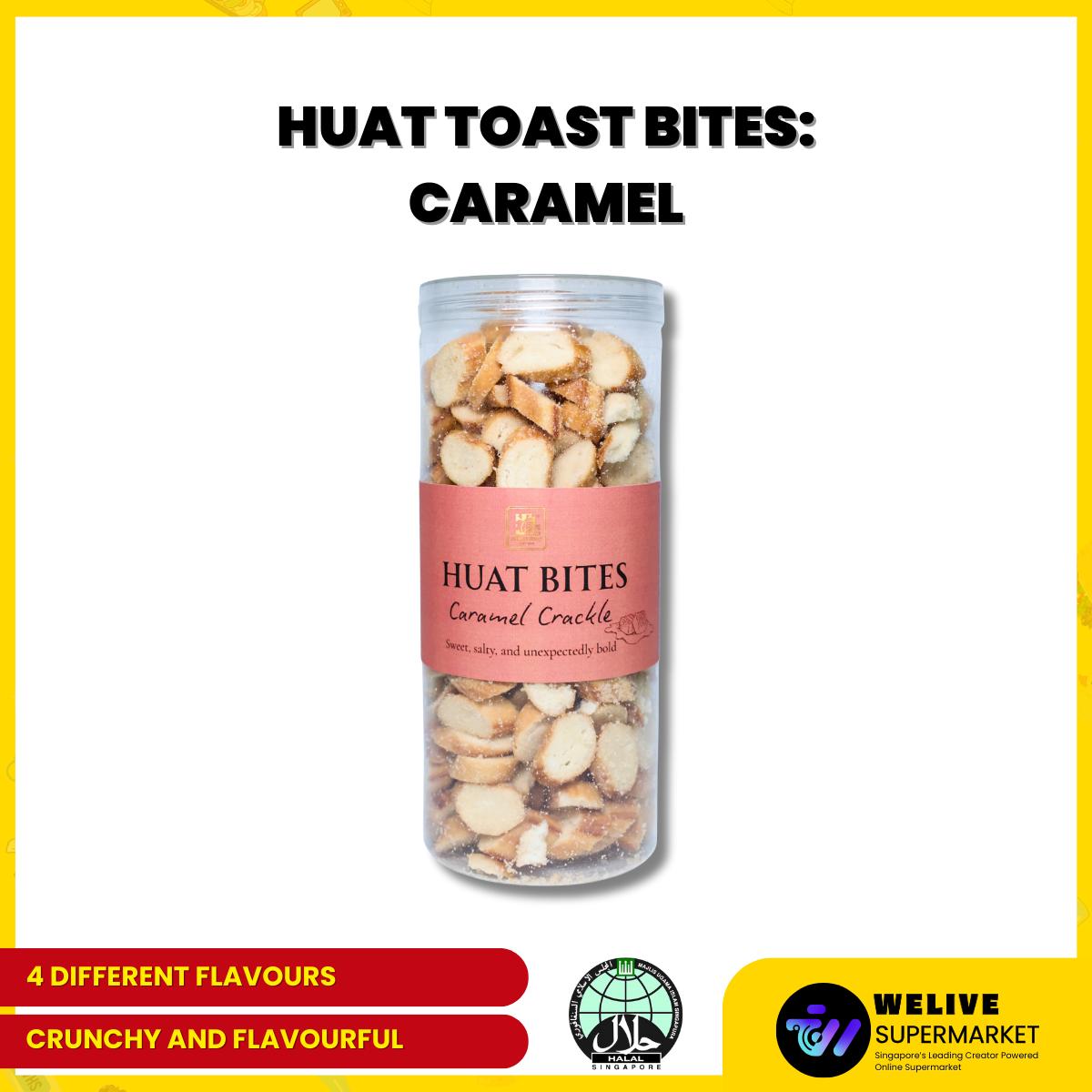 CNY HUAT Toast Bites Series | Halal Friendly Snack | 350g | Caramel | Tomato | Hae Bee Hiam | Spicy Mala |Snacks