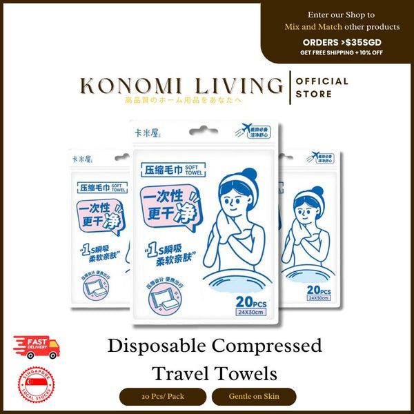 [BUY 4 FREE 1] Compressed Travel Towels (20pcs) | Soft | Hygienic | Instant-Expand Wipes