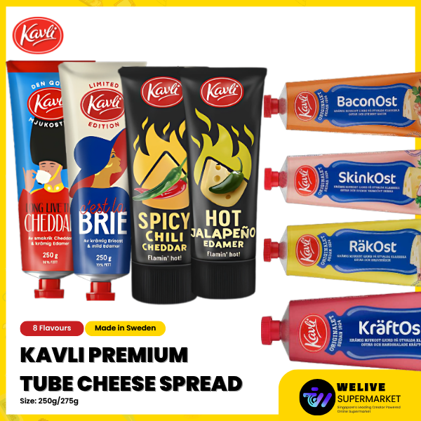 KAVLI Premium Tube Cheese Spread - 8 Flavours, 250-275g, Rich & Creamy, Made in Sweden