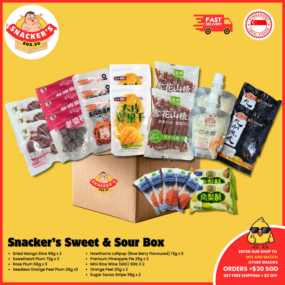 [SB SELECTION] Snacker's Sweet & Sour Box! | 24 Packs of Dried Fruits/ Plums & Sweet Snacks Box Bundle | Snacker's Box