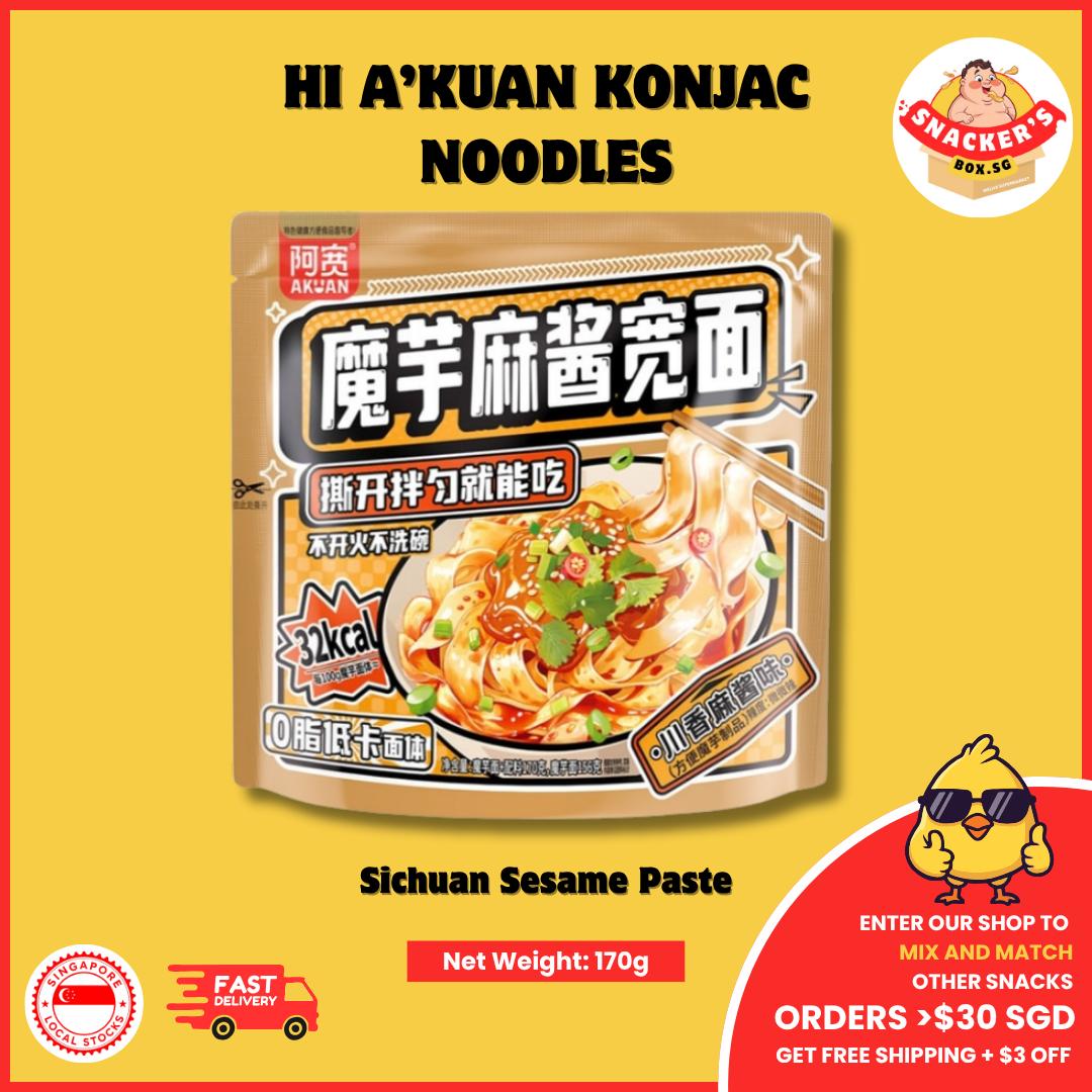 [BUY 4 FREE 1] HI A’KUAN Konjac Noodles 3 Flavours | Sesame Paste Cold Noodle | Low-Calorie Ready to Mix Snack | Office Snacks | Low fat | Delicious | Healthy