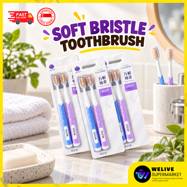 2pcs Soft Bristle Toothbrush Set | Ultra-Soft Daily Manual Toothbrushes
