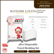 [BUY 5 FREE 1/BUNDLE OF 3] 4pcs Disposable Travel Bedding Set | Pillowcase, Quilt & Bed Sheet | Single-Use Hygiene Bedding for Travel & Hotel