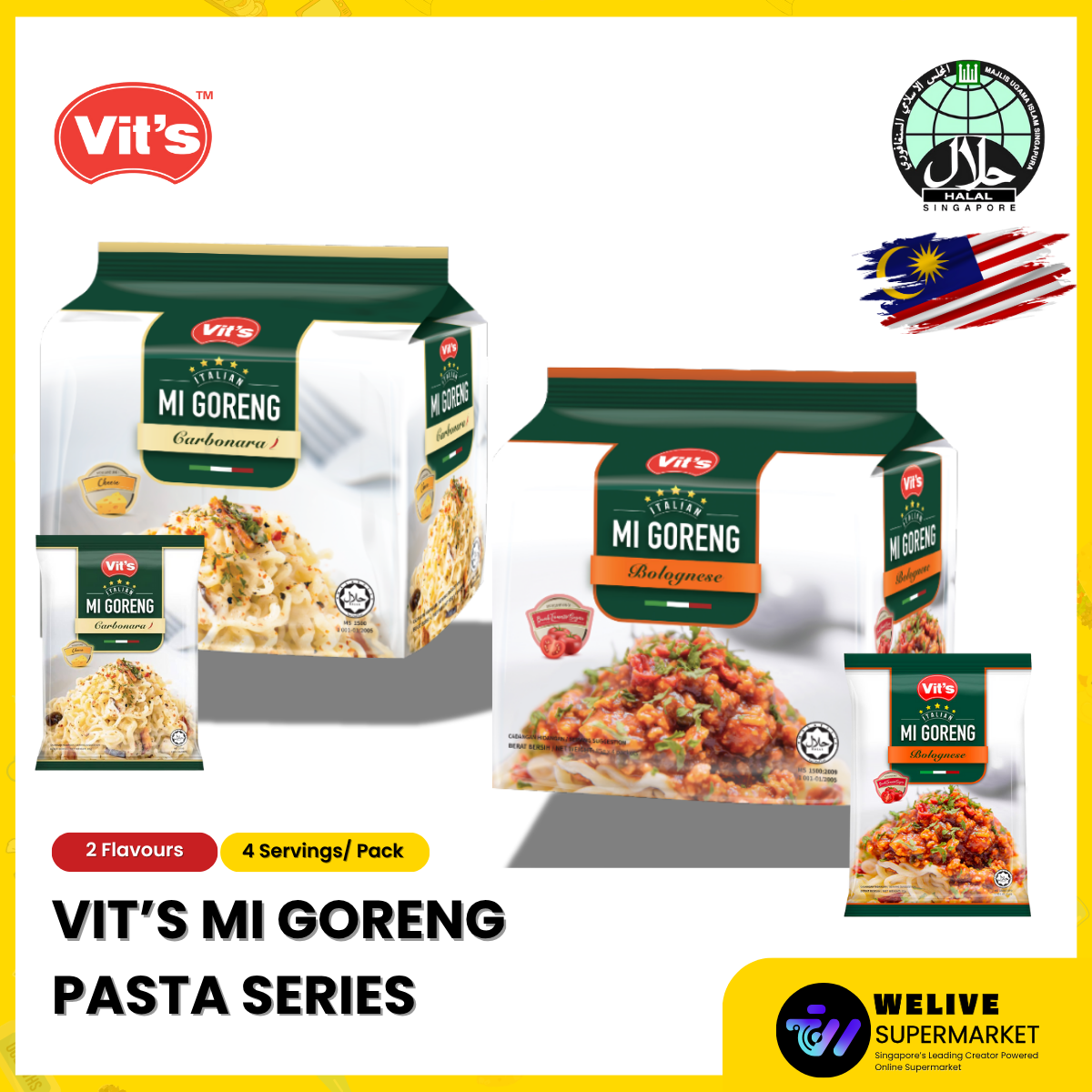 Vit’s Mi Goreng Pasta Series – Fusion Instant Noodles (Carbonara & Bolognese)