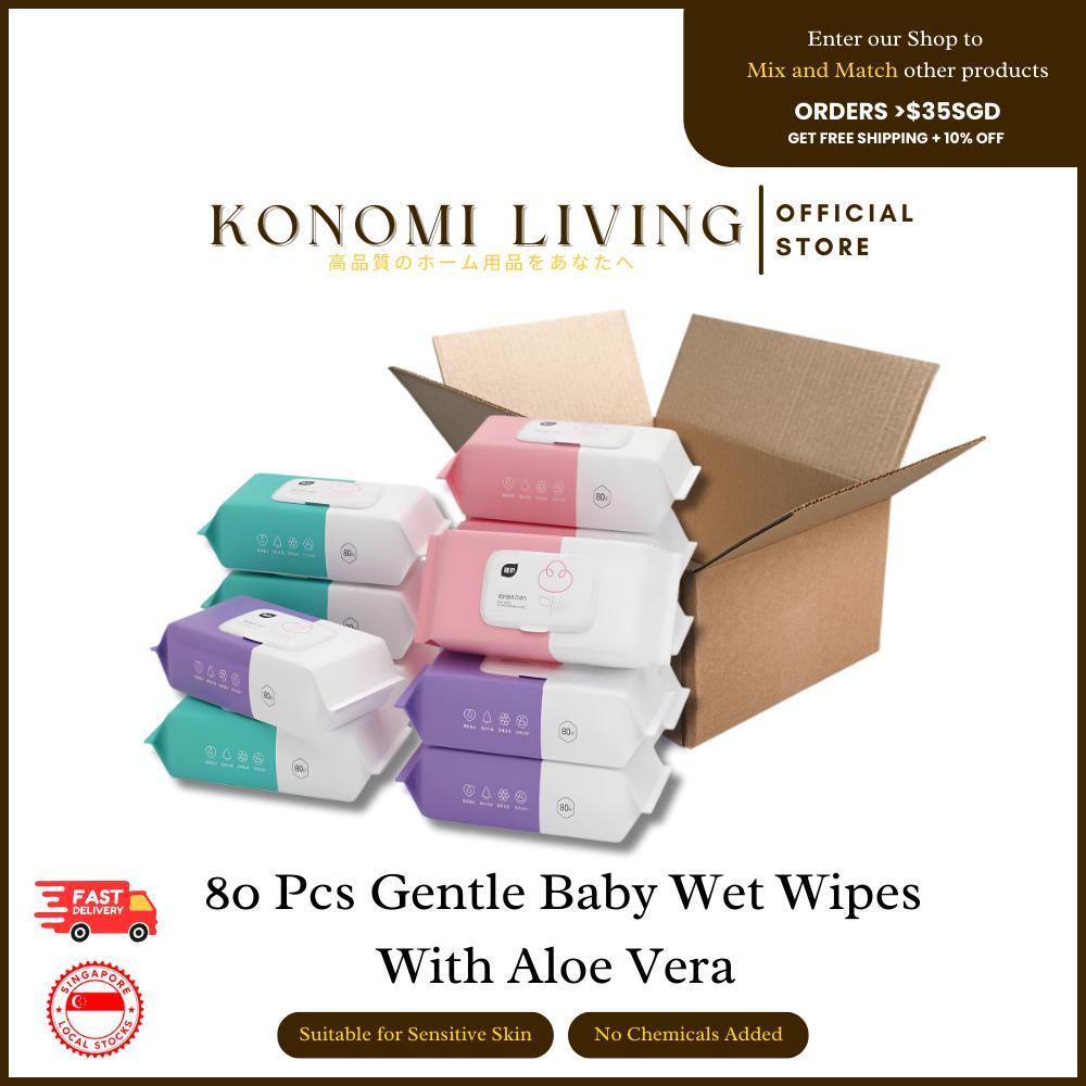 [BUY 15 FREE 5] 80 Pcs Gentle Baby Wet Wipes | Tear-resistant | Aloe Vera | Large and Thick | Suitable for Sensitive Skin