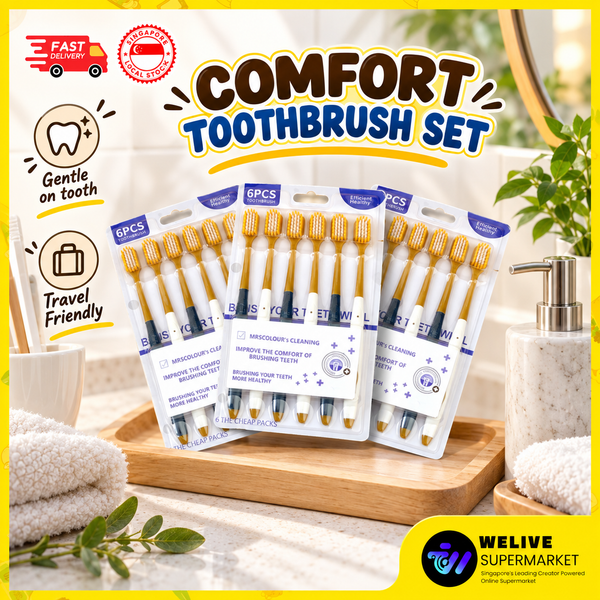 6pc Soft-Bristle Toothbrush Set | 0.15mm Bristles