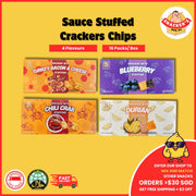 Saucy Stuffed Crackers | 16 packs | halal friendly | durian/ chilli crab/ blueberry/ turkey bacon cheese