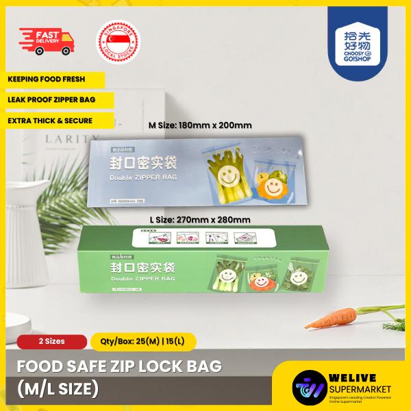 Food Safe Zip Lock Bag (M/L Size) | Resealable Fresh-Keeping Storage Bags | Multi-Purpose Organizer Bags