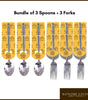 [Bundle of 3] Cute Ducky Stainless-Steel Fork & Spoon Set | Safe & Durable Cutlery | Easy to Use | Daily Use | Utensil Set | Cutlery Set | Tableware Set