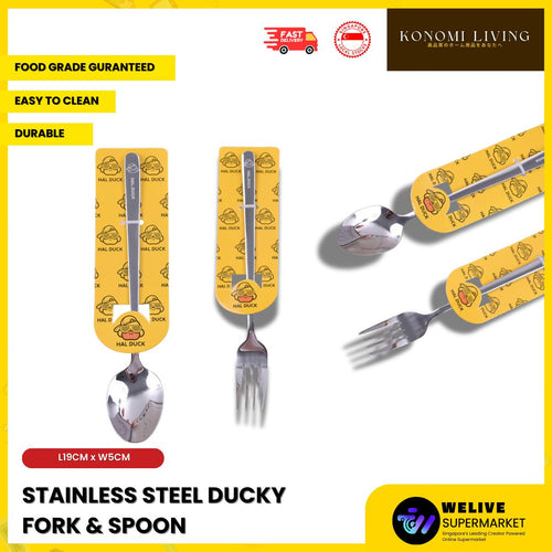Cute Ducky Stainless-Steel Fork & Spoon Set – Safe, Durable & Easy to Use