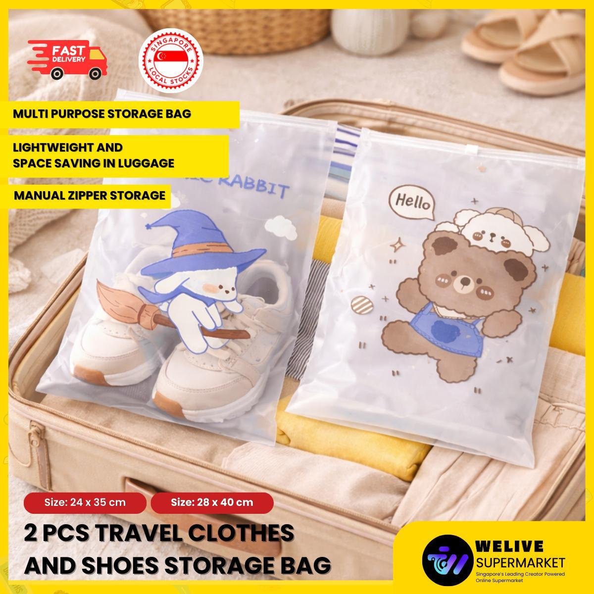 2pcs Travel Clothes & Shoes Storage Bag | Waterproof Zipper Pouch | Luggage Organizer for Travel & Home | Convenient Zip Lock | Hygiene | Travel Friendly | Travel Easy