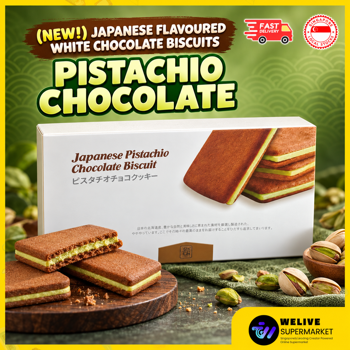 (NEW!) Japanese Flavoured White Chocolate Biscuit | White Lover's Inspired | Halal | 18 Packs/ Box