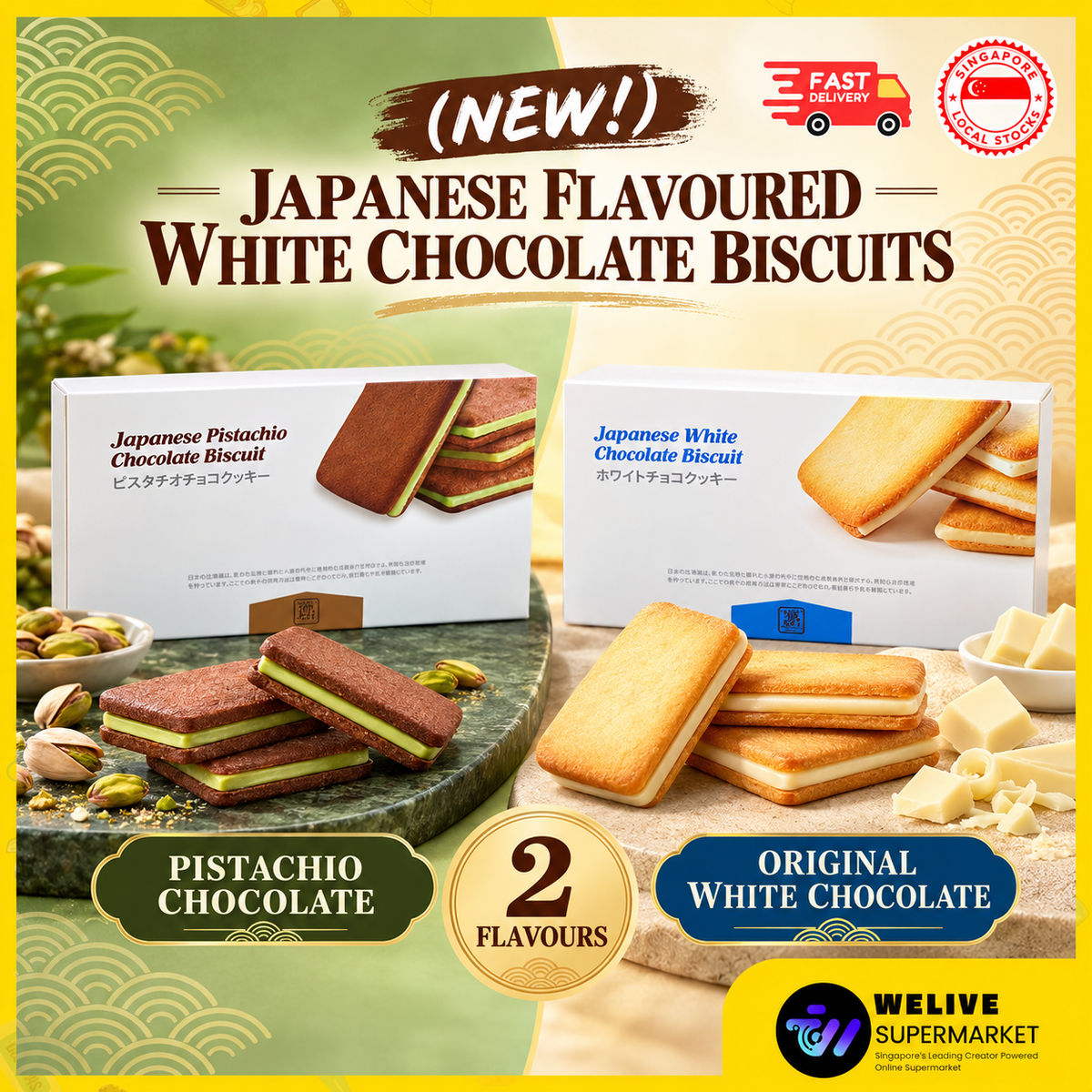 (NEW!) Japanese Flavoured White Chocolate Biscuit | White Lover's Inspired | Halal | 18 Packs/ Box