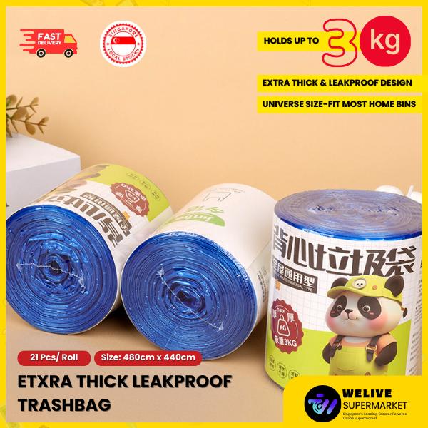 Extra Thick Leakproof Trash Bag | Heavy Duty Garbage Bag for Kitchen, Bathroom & Home | Strong Rubbish Bag Holds Up to 3KG | Universal Size Bin Liner (21pcs/Roll)