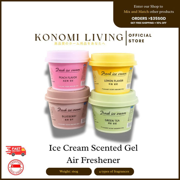 [BUY 4 FREE 1] Ice Cream Scented Gel Air Freshener (160g) | Long-Lasting Room & Car Deodoriser | 4 Fragrances