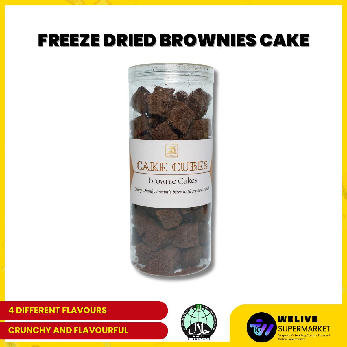 CNY Freeze Dried Cake Cubes | Halal Friendly Snack | 250g | Brownies | Pandan | Hojicha | Castella | Snacks
