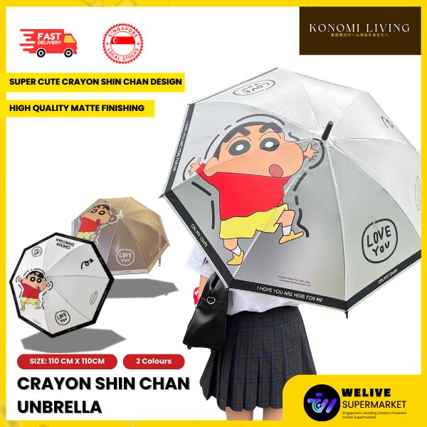 Crayon Shin-chan Straight Handle Umbrella | Cute Cartoon Long Umbrella | Windproof & Waterproof Rain Umbrella | Daily School & Commuting Umbrella