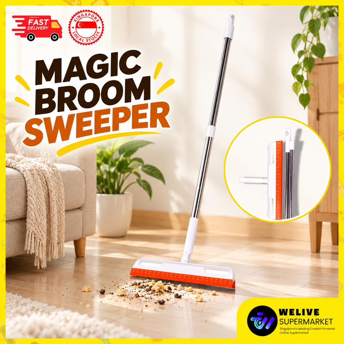 Magic Broom & Floor Squeegee | Wet & Dry Cleaning Tool