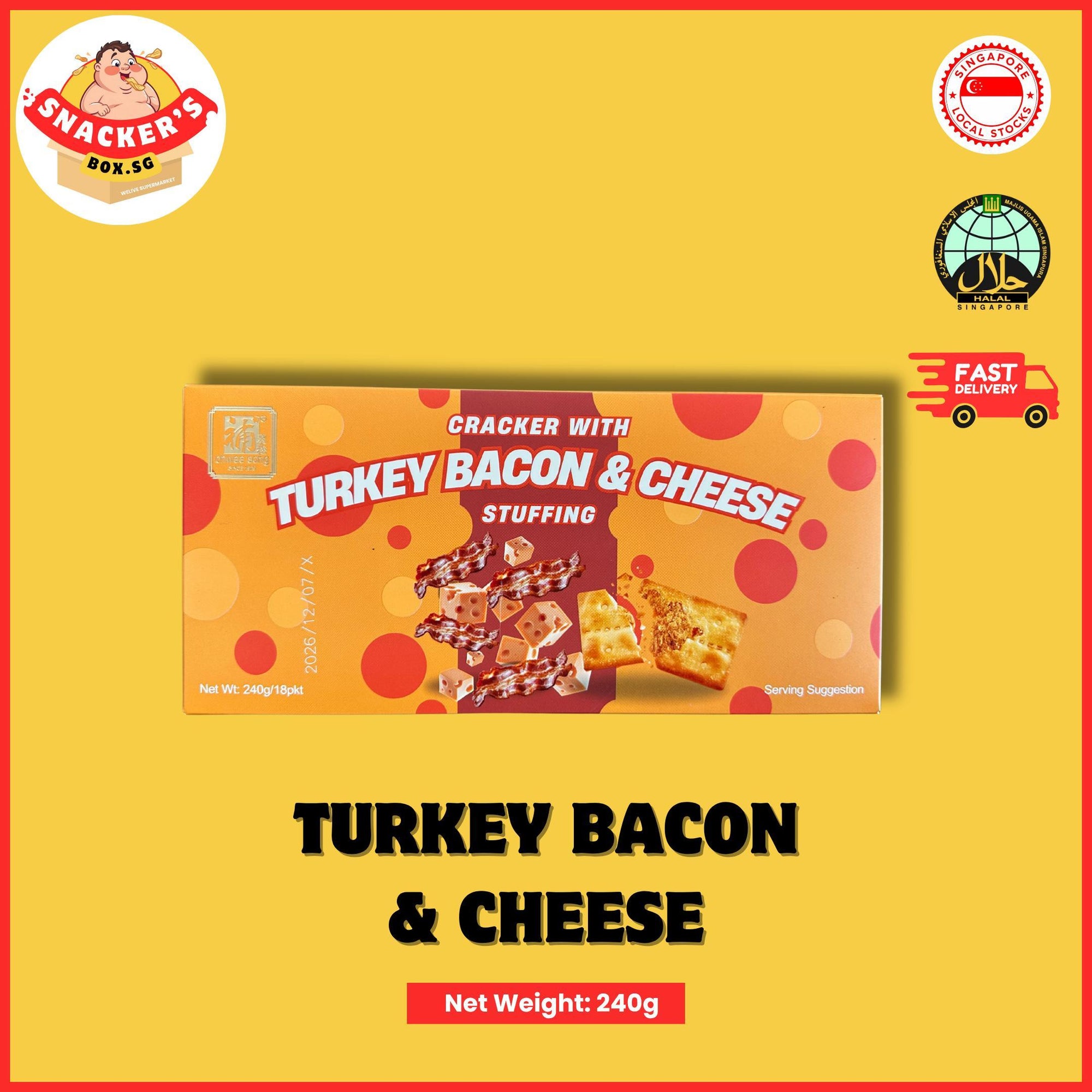 Saucy Stuffed Crackers | 16 packs | halal friendly | durian/ chilli crab/ blueberry/ turkey bacon cheese