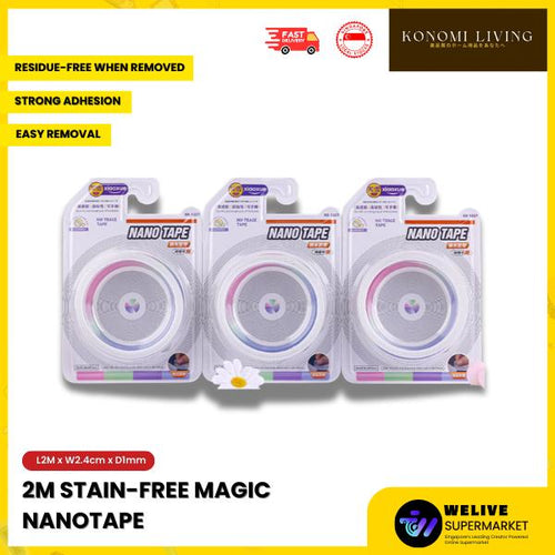 2 Meter Strong Hold Nano Tape | Clear Reusable Double-Sided Adhesive | No Trace Wall Mounting for Home Organisation