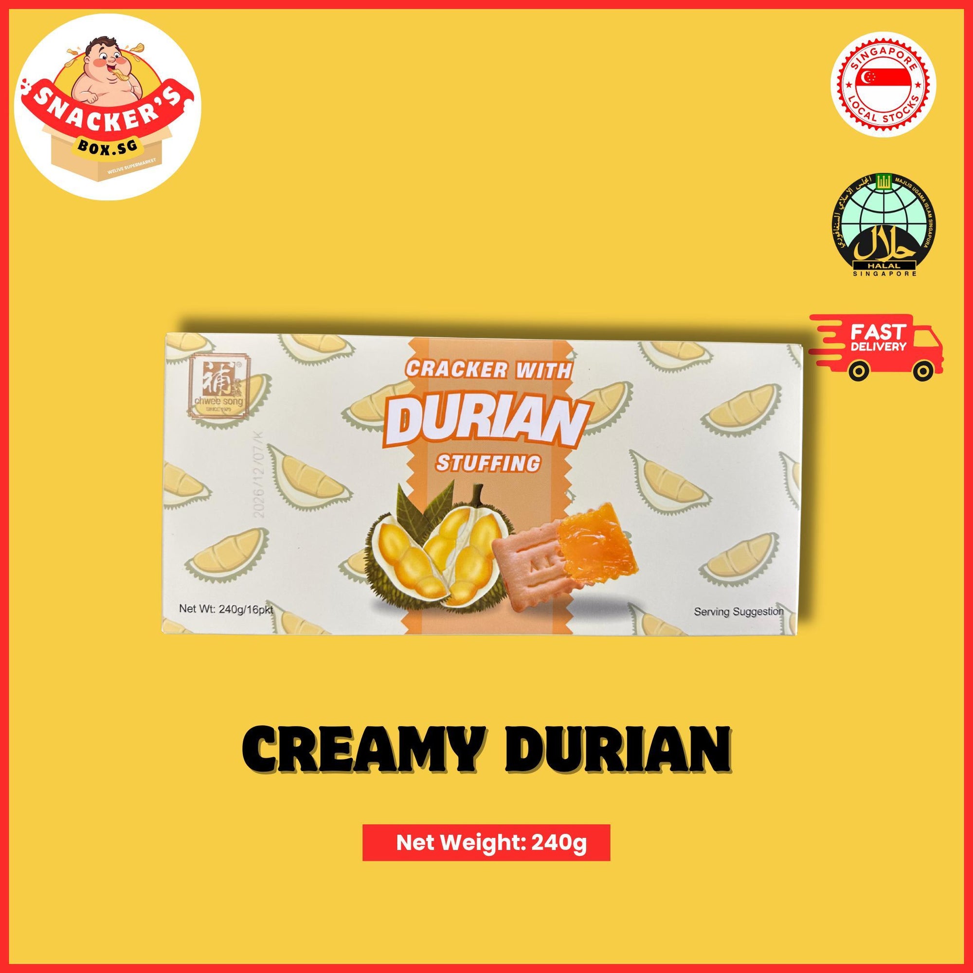 Saucy Stuffed Crackers | 16 packs | halal friendly | durian/ chilli crab/ blueberry/ turkey bacon cheese