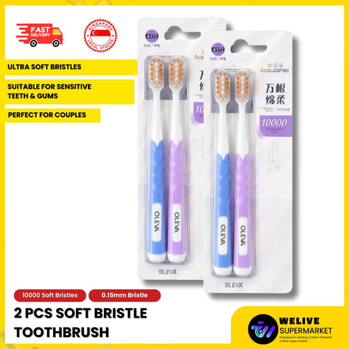 2pcs Soft Bristle Toothbrush | 10,000 Ultra-Soft Bristles | Gentle Gum Care Toothbrush | Daily Adult Toothbrush