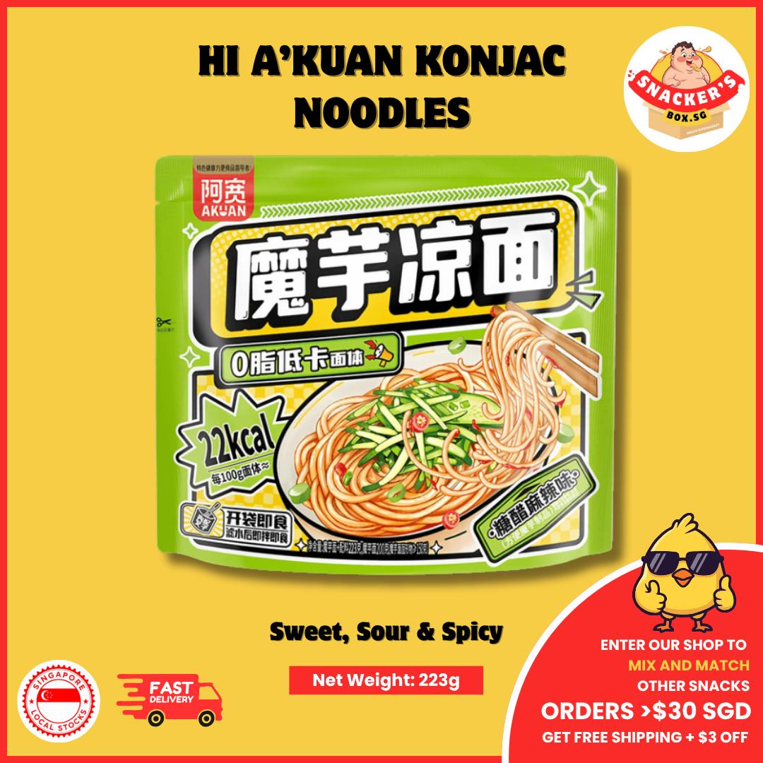 [BUY 4 FREE 1] HI A’KUAN Konjac Noodles 3 Flavours | Sesame Paste Cold Noodle | Low-Calorie Ready to Mix Snack | Office Snacks | Low fat | Delicious | Healthy