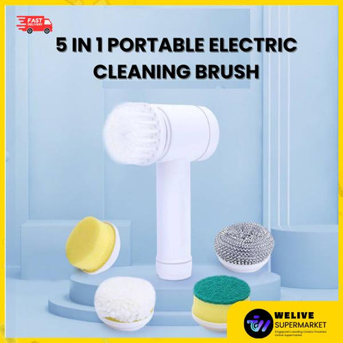 5-in-1 Electric Cleaning Brush | 360° Rotating | USB Rechargeable | Deep Cleaning | Kitchen & Bathroom