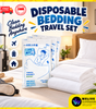 3pc Disposable Travel Bedding Set | Pillow Cover, Quilt Cover & Sheet