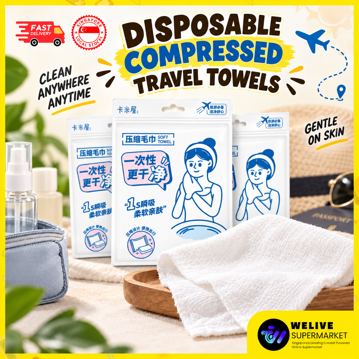 Compressed Travel Towels 20pcs | Instant-Expand Disposable Towels