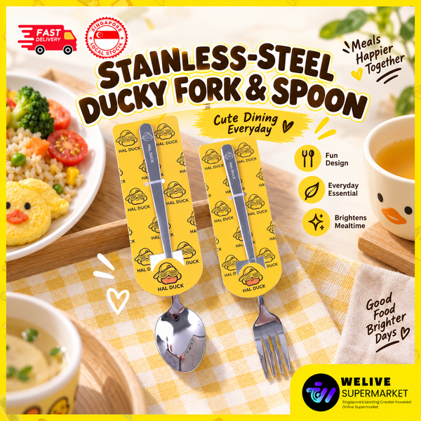 Cute Ducky Stainless Steel Fork & Spoon Set