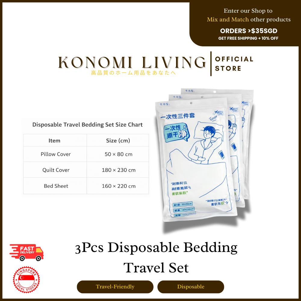 [BUY 5 FREE 1] Disposable Bedding Travel Set (3 PCS) | Single-Use Pillow Cover, Quilt Cover & Bed Sheet | Hygienic Hotel & Travel Use