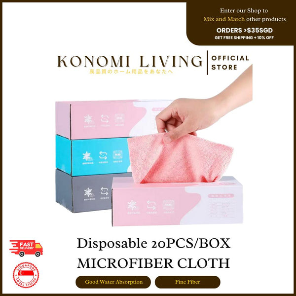 [BUY 4 FREE 1] Disposable Microfiber Cleaning Cloth (20pcs/Box) | Absorbent | Wet & Dry Use | Kitchen | Household Cleaning | Reusable