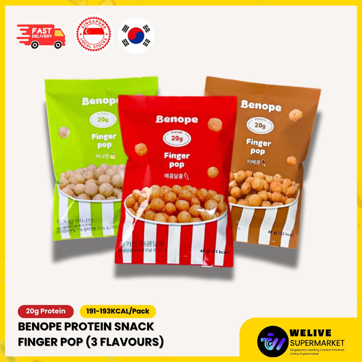 Benope Protein Snack Finger Pop | 48g | High Protein Snack | Korean Snack | 20g Protein | Healthy Crunch Snack | Diet Snack | Gym Snack | Healthy Snack