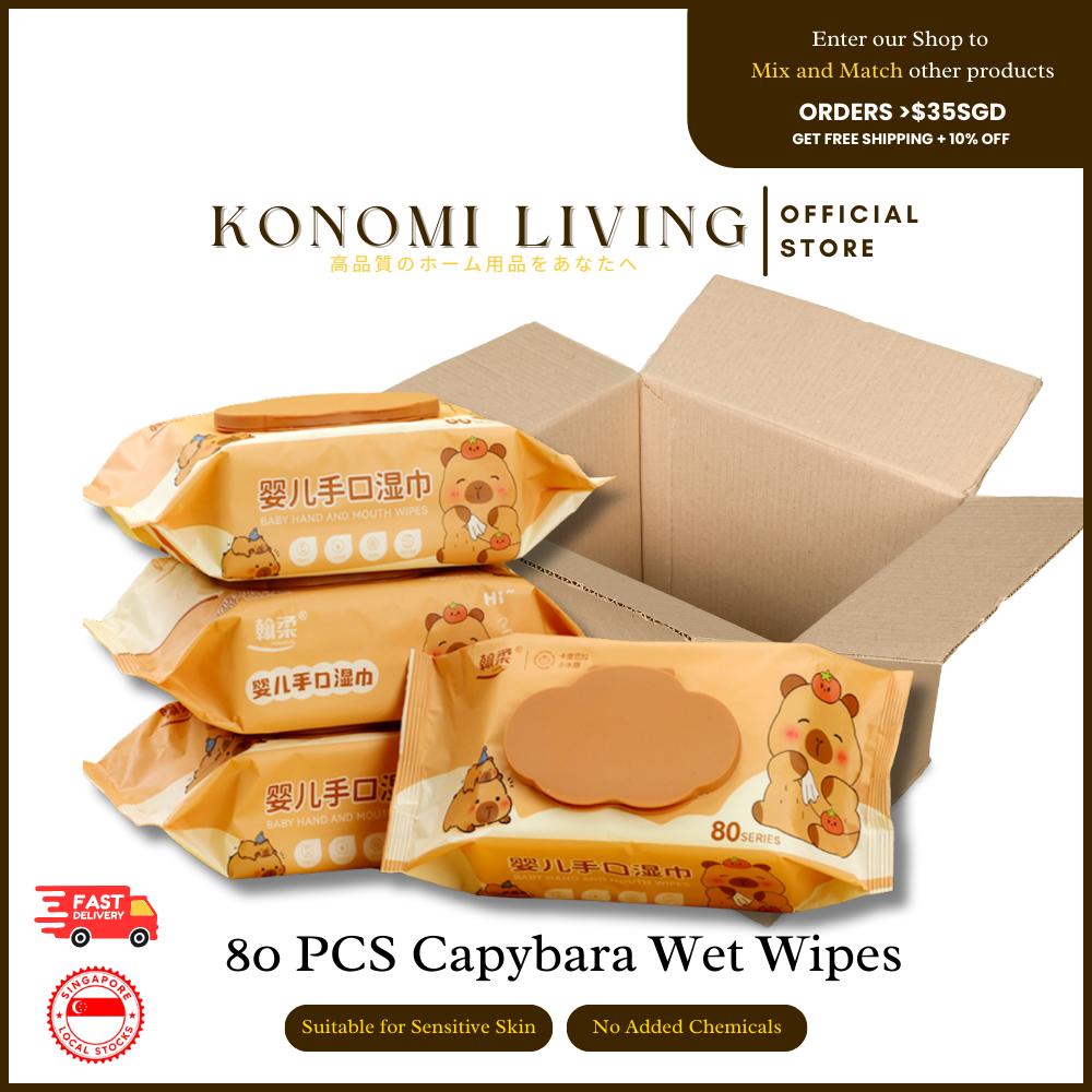 [BUY 15 FREE 5] Capybara Gentle Wet Wipes | 80pcs | Chemical-Free | 100% Purified Water | Baby & Sensitive Skin Safe | Alcohol Free | Fragrance Free