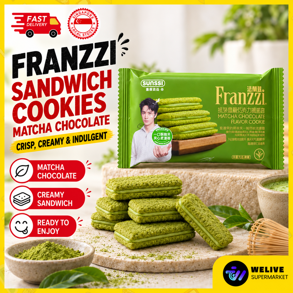 Franzzi Sandwich Cookies | Coconut Latte & Matcha Chocolate