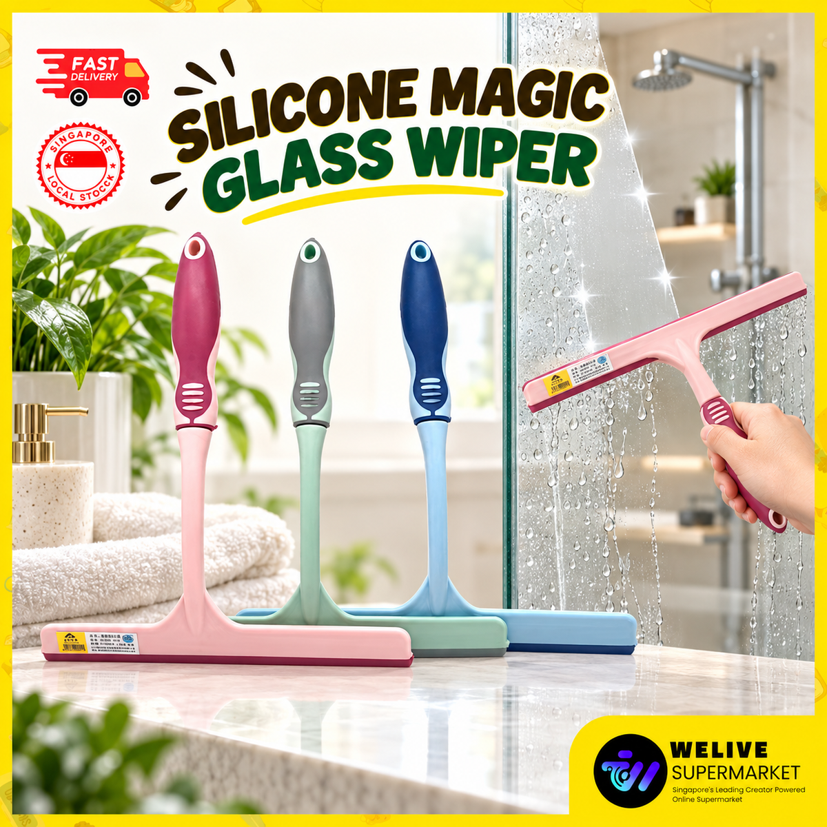 Silicone Glass Wiper | Window, Mirror & Multi-Surface Squeegee