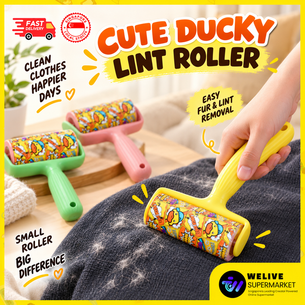 Cute Ducky Lint Roller 8M | 30 Sheets | Pet Hair Remover