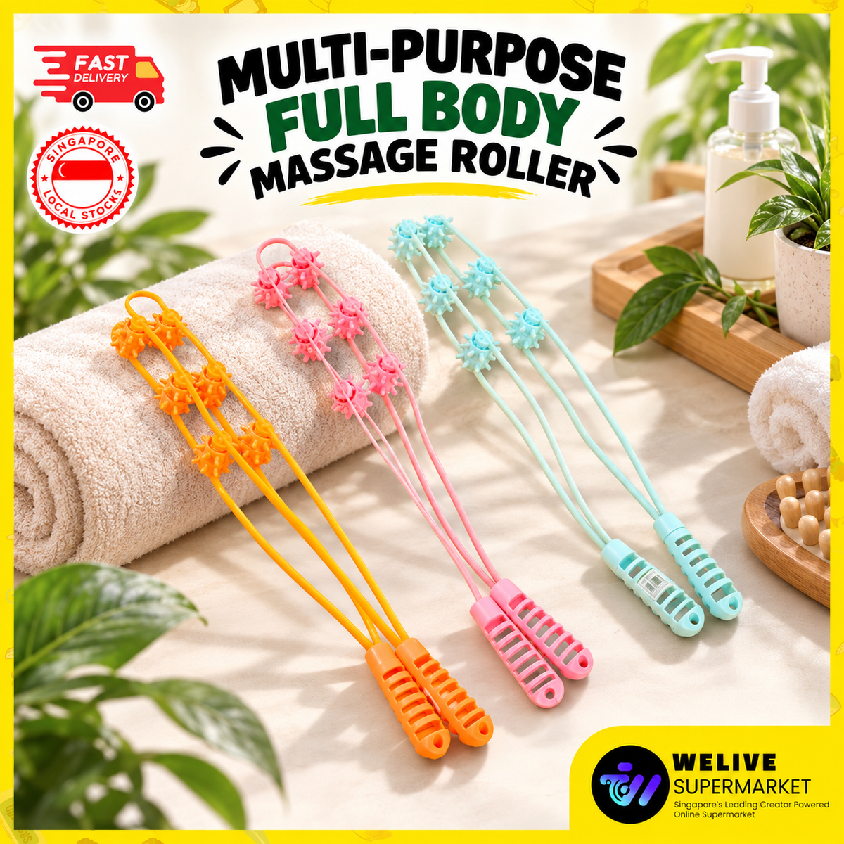 Full Body Massage Roller | 12 Rollers, 96 Points