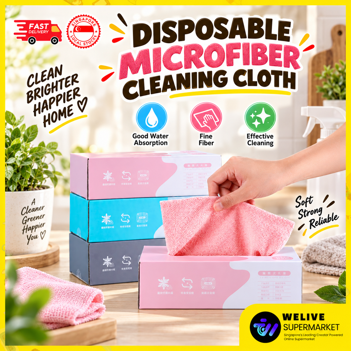 Disposable Microfiber Cleaning Cloth 20pcs | Wet & Dry Household Wipes