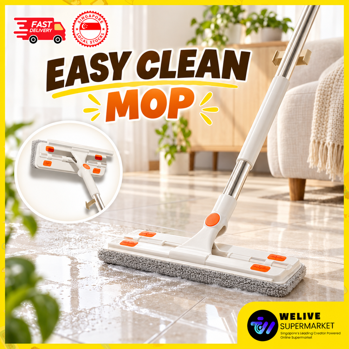 Flat Mop | Wet & Dry Floor Cleaning Mop