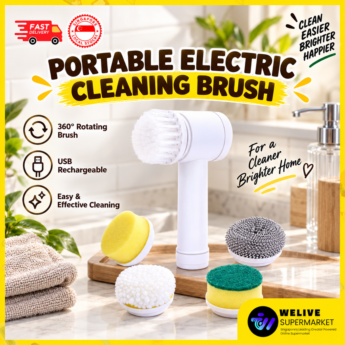 5-in-1 Electric Cleaning Brush | 360° USB Rechargeable Scrubber