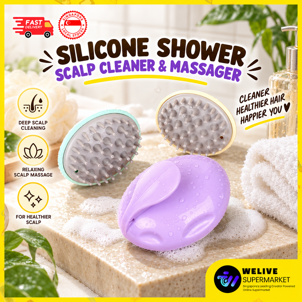 Silicone Shower Scalp Cleaner & Massager | Shampoo Scalp Brush