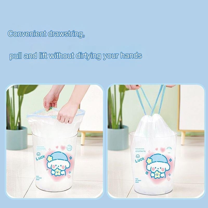 Big Roll Trash Bags – 100pcs Thicker Drawstring Version (Cute Cartoon Design)