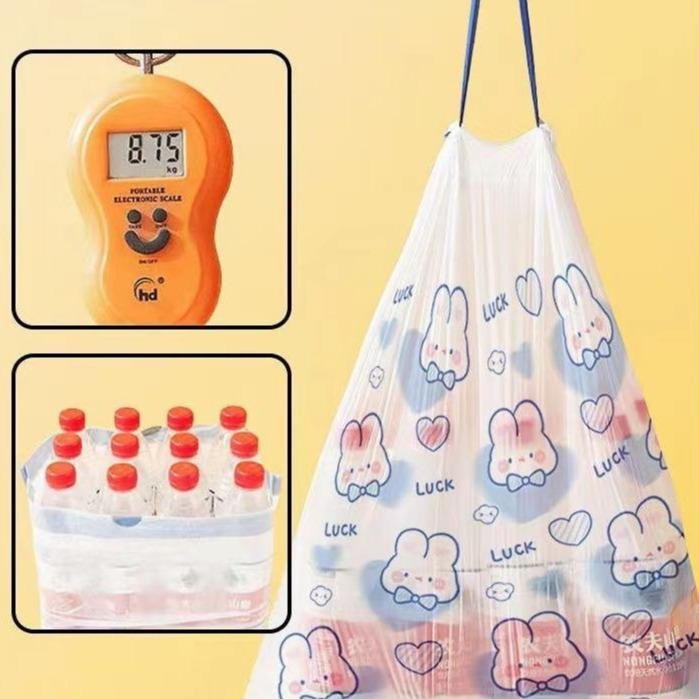 Big Roll Trash Bags – 100pcs Thicker Drawstring Version (Cute Cartoon Design)