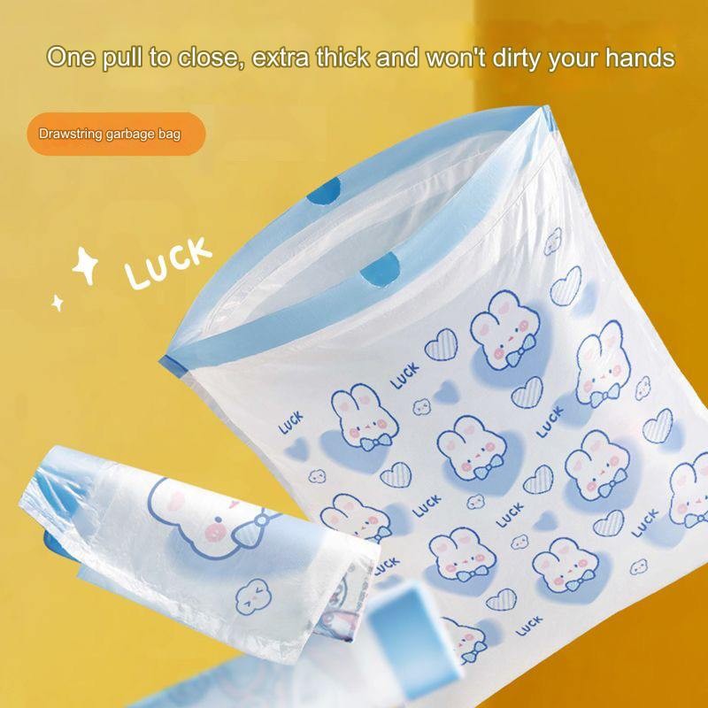 Big Roll Trash Bags – 100pcs Thicker Drawstring Version (Cute Cartoon Design)